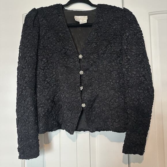Vintage Jessica McClintock Gunne Sax Formal Bolero Jacket Lace Applique Evening - Picture 8 of 11